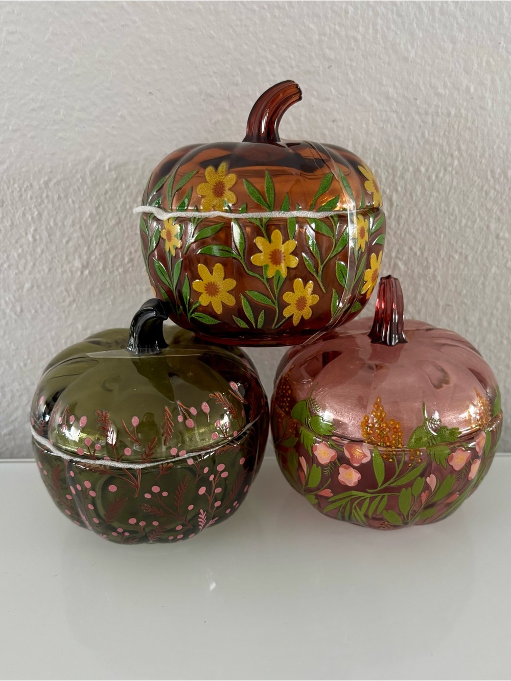 Bullseye Playground Pumpkin Glass Trinket Box Trio Set Halloween Fall Target New